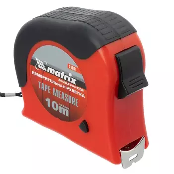 Рулетка MTX Double fixation 310619, 10 м х 25 мм, обрезиненный корпус, двойная плавная фиксация