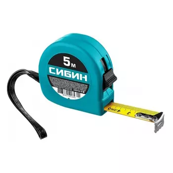 Рулетка Сибин 34020-05-19 пластиковый корпус, 5м/19мм