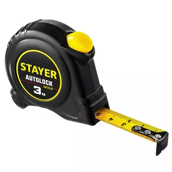 Рулетка Stayer "MASTER" "AUTOLOCK" 2-34126-03-16_z01, корпус с резиновым напылением, автостоп, 3мх16мм