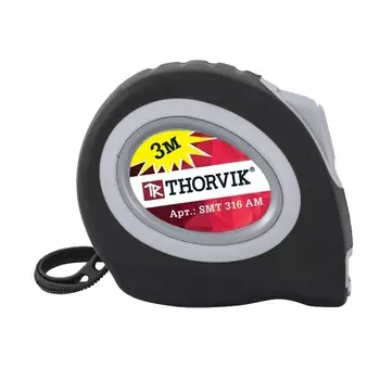 Рулетка Thorvik SMT316AM 052390, с магнитным захватом и автостопом, в обрезиненном корпусе, 3 м