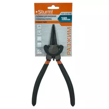 Съёмник стопорных колец Sturm, 1020-12-02-180 (180мм, прямые губки, разжим)