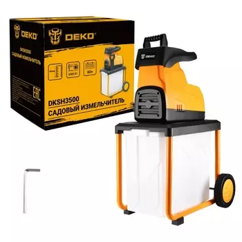 Садовый измельчитель веток электрический Deko DKSH3500 065-1209 (мощность двигателя 3500вт, диаметр измельчения деревьев 45мм, вес 29.2 кг)