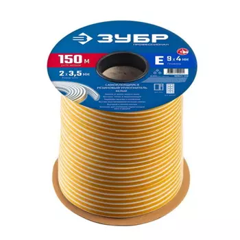 Самоклеящийся уплотнитель Зубр 40921-150, 150м, 9 х 4мм, E-профиль