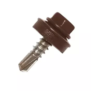 Саморез кровельный Starfix SM-22690-7000, 4.8х19 мм, цинк, шайба с прокладкой, PT3, RAL 8019, 7000 шт.