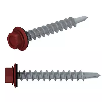 Саморез кровельный Starfix SM-48696-5000, 4.8х29 мм цинк, шайба с прокл., PT1, RAL 3011 (5000 шт в коробе)