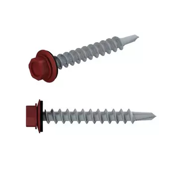 Саморез кровельный Starfix SM-67108-7000, 4.8х19 мм, цинк, шайба с прокладкой, PT3, RAL 3011, 7000 шт. в коробе