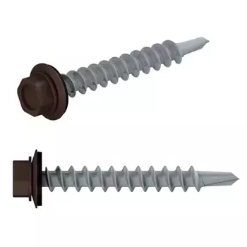 Саморез кровельный Starfix SM-84910-5000, 4.8х29 мм цинк, шайба с прокл., PT1, RAL 8017 (5000 шт в коробе)