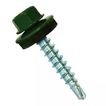 Саморез кровельный Starfix SM-95218-4500, 4.8х35 мм цинк, шайба с прокл., PT1, RAL 6002 (4500 шт в коробе)