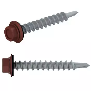 Саморез кровельный Starfix SMC2-101707-250, 4.8х19 мм цинк, шайба с прокл., PT3, RAL 3009 (250 шт в карт. уп.)