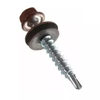 Саморез кровельный Starfix SMC2-21811-200, 4.8х29 мм цинк, шайба с прокл., PT1, RAL 3009 (200 шт в карт. уп.)