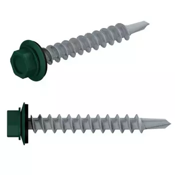 Саморез кровельный Starfix SMC2-32185-200, 4.8х29 мм цинк, шайба с прокл., PT1, RAL 3005 (200 шт в карт. уп.)