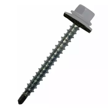 Саморез кровельный Starfix SMC2-32709-200, 4.8х35 мм цинк, шайба с прокл., PT1, RAL 7004 (200 шт в карт. уп.)