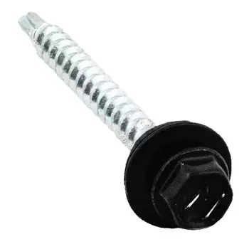 Саморез кровельный Starfix SMC2-35396-200, 4.8х29 мм цинк, шайба с прокл., PT1, RAL 9005 (200 шт в карт. уп.)