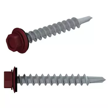 Саморез кровельный Starfix SMC2-39695-200 4.8х29 мм цинк, шайба с прокл., PT3, RAL 3005 (200 шт.)