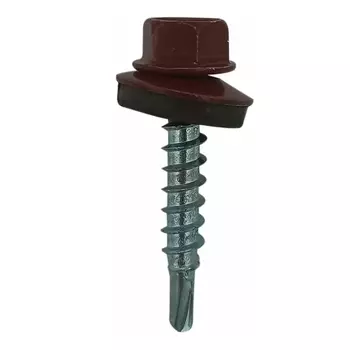 Саморез кровельный Starfix SMC2-48696-200, 4.8х29 мм цинк, шайба с прокл., PT1, RAL 3011 (200 шт в карт. уп.)