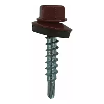 Саморез кровельный Starfix SMC2-48702-200, 4.8х35 мм цинк, шайба с прокл., PT1, RAL 3011 (200 шт в карт. уп.)