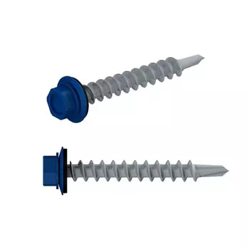 Саморез кровельный Starfix SMC2-85206-300, 5.5х19 мм, цинк, шайба с прокладкой, PT3, RAL 5002, 300 шт. в картонной упаковке