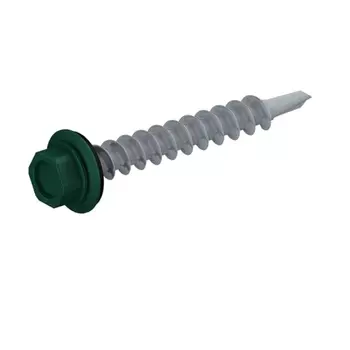 Саморез кровельный Starfix SMC3-31051-300, 5.5х19 мм, цинк, шайба с прокладкой, PT3, RAL 6005 (300 шт в карт. уп.)