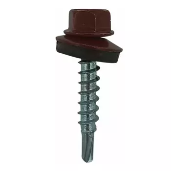 Саморез кровельный Starfix SMC3-48737-100, 4.8х70 мм цинк, шайба с прокл., PT1, RAL 3011 (100 шт в карт. уп.)