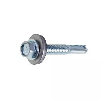 Саморез кровельный Starfix SMC3-61758-200, 6.3х38 мм, цинк, шайба с прокладкой, PT5, 200 шт. в картонной упаковке