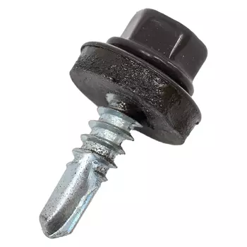 Саморез кровельный Starfix SMP2-22690-100 4.8х19 мм цинк, шайба с прокл., PT3, RAL 8019 (100 шт в пласт. конт.)