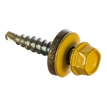 Саморез кровельный Starfix SMP2-32160-70, 4.8х35 мм, цинк, шайба с прокладкой, PT1, RAL 1018 (70 шт в пласт. конт.)