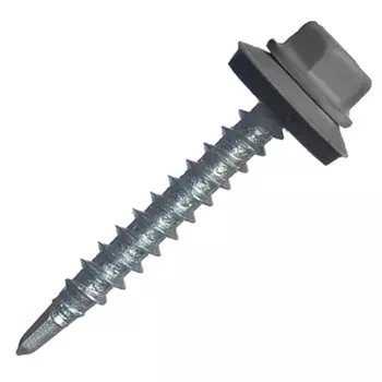 Саморез кровельный Starfix SMP2-32502-50, 5.5х25 мм, цинк, шайба с прокладкой, PT3, RAL 7024 (50 шт в пласт. конт.)