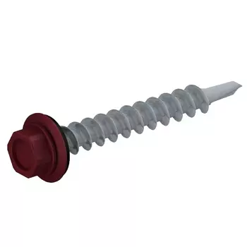 Саморез кровельный Starfix SMP2-32547-80, 4.8х29 мм, цинк, шайба с прокладкой, PT3, RAL 3005 (80 шт)