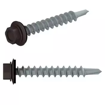 Саморез кровельный Starfix SMP2-44491-30, 4.8х70 мм цинк, шайба с прокл., PT1, RAL 8019 (30 шт в пласт. конт.)