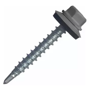 Саморез кровельный Starfix SMP2-44598-70, 4.8х35 мм цинк, шайба с прокл., PT1, RAL 7024 (70 шт в пласт. конт.)