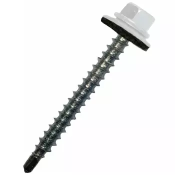 Саморез кровельный Starfix SMP2-50401-50, 5.5х25 мм цинк, шайба с прокл., PT3, RAL 9003 (50 шт в пласт. конт.)