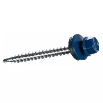 Саморез кровельный Starfix SMP2-51582-70, 4.8х35 мм цинк, шайба с прокл., PT1, RAL 5005 (70 шт в пласт. конт.)