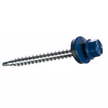 Саморез кровельный Starfix SMP2-51617-30, 4.8х70 мм цинк, шайба с прокл., PT1, RAL 5005 (30 шт в пласт. конт.)