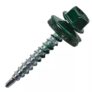 Саморез кровельный Starfix SMP2-65468-70, 4.8х35 мм цинк, шайба с прокл., PT1, RAL 6005 (70 шт в пласт. конт.)