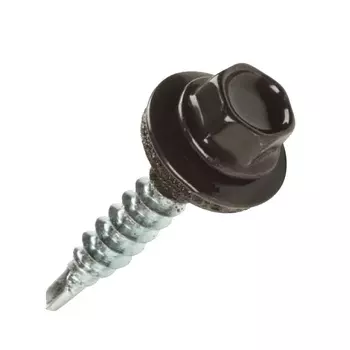 Саморез кровельный Starfix SMP2-66096-80, 4.8х29 мм, цинк, шайба с прокладкой, PT3, RAL 8017 (80 шт)