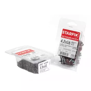 Саморез кровельный Starfix SMP2-74116-50, 4.8х38 мм цинк, шайба с прокл., PT3 (50 шт в пласт. конт.)