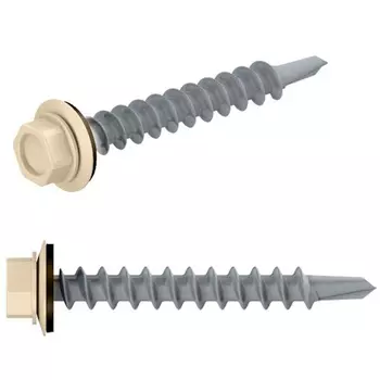 Саморез кровельный Starfix SMP2-90845-100, 5.5х19 мм цинк, шайба с прокл., PT3, RAL 1015 (100 шт в пласт. конт.)