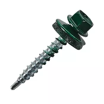 Саморез кровельный Starfix SMV1-65503-5, 4.8х70 мм, цинк, шайба с прокладкой, PT1, RAL 6005, 5 кг