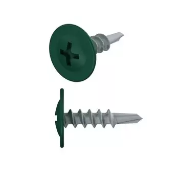 Саморез Starfix SM-18340-14000, 4.2х16 мм, с прессшайбой, цинк, со сверлом, RAL 6005, 14000 шт. в коробе