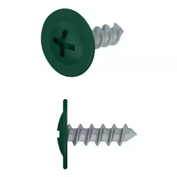 Саморез Starfix SM-39904-14000, 4.2х16 мм с прессшайбой, цинк, острый, RAL 6005 (14000 шт в коробе)