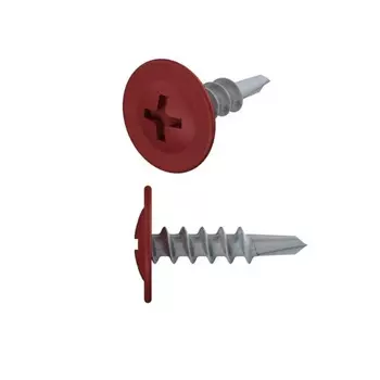 Саморез Starfix SM-67105-14000, 4.2х16 мм, с прессшайбой, цинк, со сверлом, RAL 3011, 14000 шт. в коробе