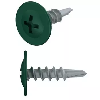 Саморез Starfix SMC1-18340-500, 4.2х16 мм с прессшайбой, цинк, со сверлом, RAL 6005 (500 шт в карт. уп.)