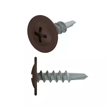 Саморез Starfix SMP1-28892-150, 4.2х16 мм с прессшайбой, цинк, со сверлом, RAL 8017 (150 шт в пласт. конт.)