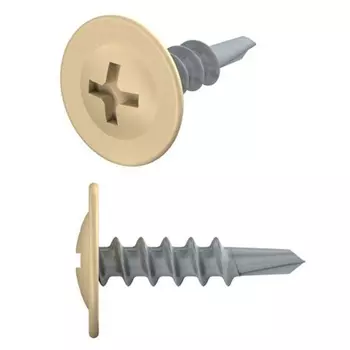 Саморез Starfix SMZ1-30952-50, 4.2х16 мм с прессшайбой, цинк, со сверлом, RAL 1014 (50 шт в зип-локе)