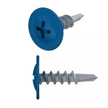 Саморез Starfix SMZ1-98318-50, 4.2х16 мм, с прессшайбой, цинк, со сверлом, RAL 5005, 50 шт. в зип-локе