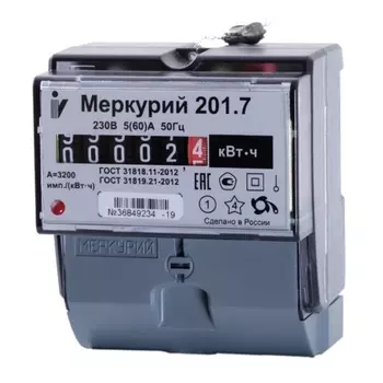 Счетчик электричества Инкотекс Меркурий 201.7 00000032680 331902 (1Ф, вых. 5-60А, мех.)
