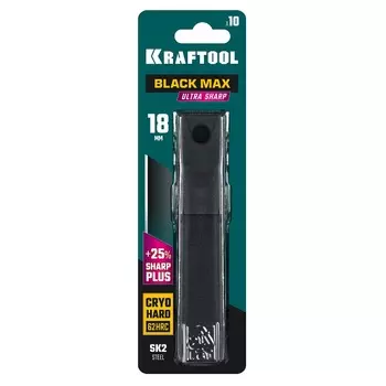 Сегментированные лезвия для канцелярского ножа Kraftool Black max 09602-18-S10 (10 шт, 18 мм, 8 сегментов)