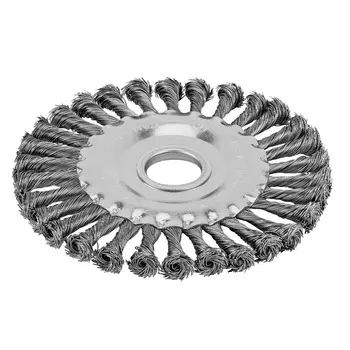 Щетка для УШМ Сибртех 746327 125мм, посадка 22,2мм, плоская, крученая металлическая проволока 0,5мм