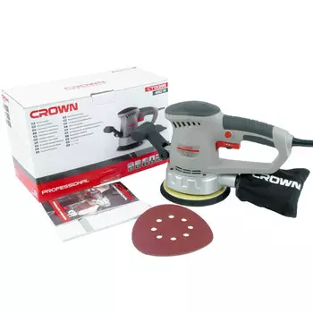 Шлифмашина эксцентриковая Crown CT13395 (сетевое питание, мощность 450 Вт, абразивный круг 150 мм)