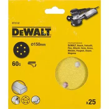 Шлифовальный круг DeWalt DT 3132 (150 мм, P60, крепление на липучке)